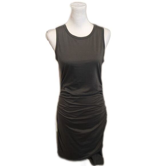 Charcoal gray sleeveless ruched bodycon mini dress, size M - Picture 1 of 3